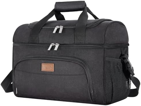 Lifewit Sac Isotherme Double Compartiment 23L Noir pour Pique-Nique et Camping