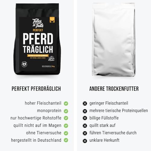 Tales & Tails Halbfeuchtes Trockenfutter für Hunde | Getreidefrei | Eine Tierische Proteinquelle | Hohe Akzeptanz & Verträglichkeit (4 kg (2er Pack), Pferd)