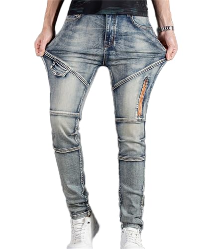 Men's Jeans Elastic Spliced Motorcycle Pants Motorbike Riding Denim Jean Adventure Trousers