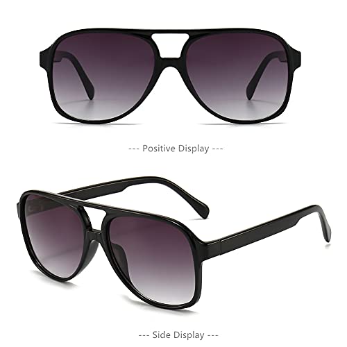 Image of LASPOR Polarized Aviator Sunglasses for Women Men 70s Vintage Retro Glasses Large Frame Plastic Shades UV400