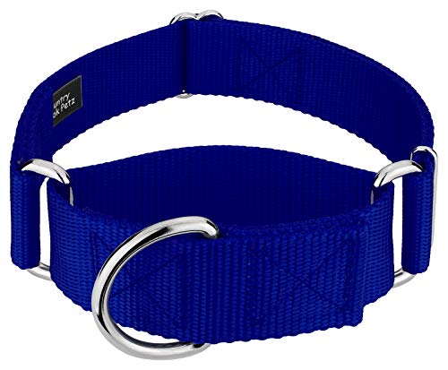 Country Brook Petz - Wide Dog Collar, Adjustable For Large Breed - Martingale Solid Nylon Dog Collar (Medium, 1 1/2 Inch Wide, Royal Blue) #TOP3