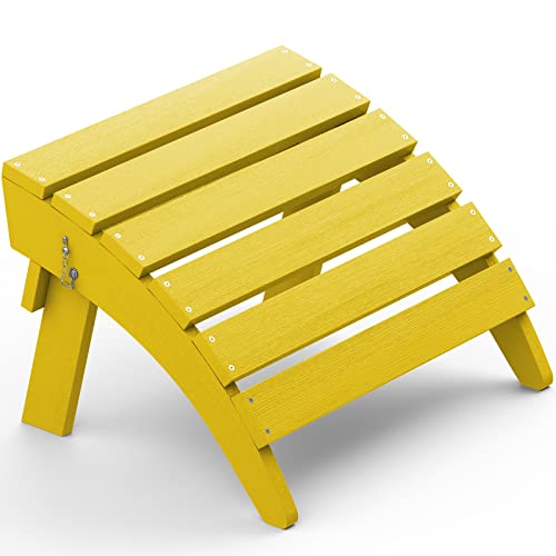 SERWALL Folding Adirondack Ottoman for Outdoor, Adirondack Footstool Without Assembly, Yellow