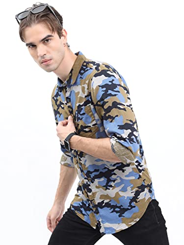 Image of Ketch Men Cotton Slim Fit Printed Full Sleeve Shirt