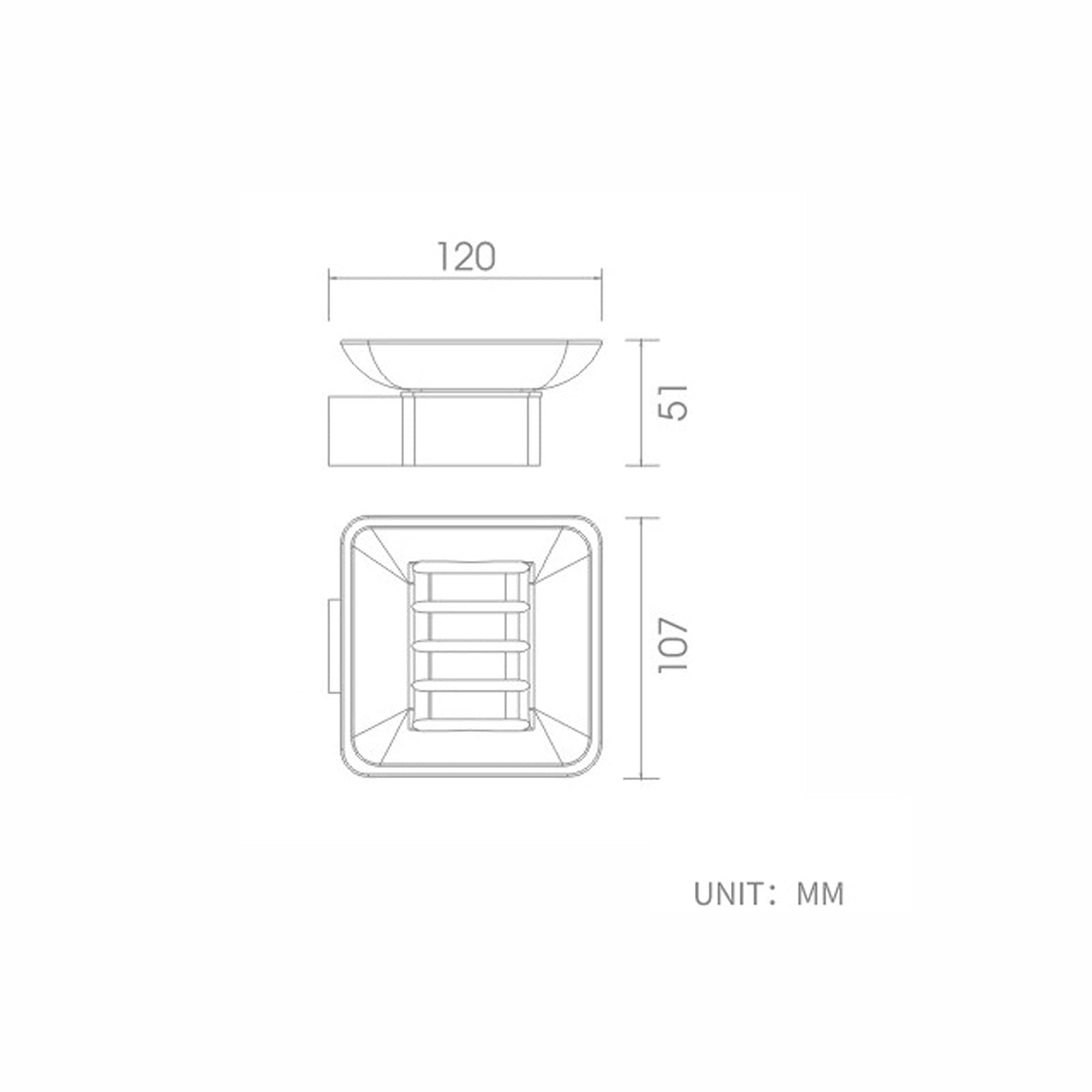 Jabonera cuadrada de acero inoxidable con plato de vidrio, montaje en pared, accesorios de baño