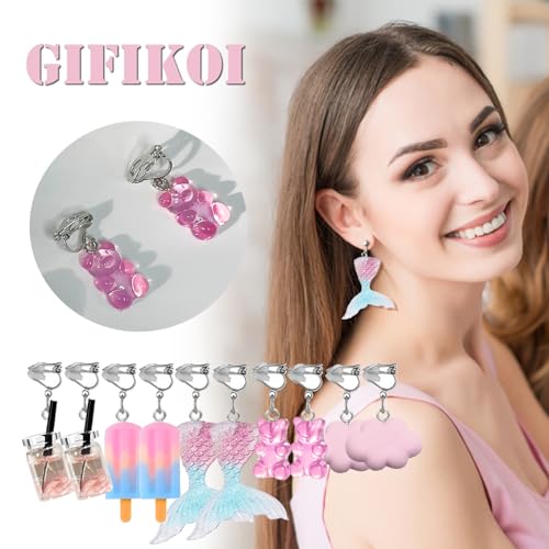 30-40 Pairs Clip On Earrings Cute Weird Funny Earring for Women Kawaii Aesthetic Non Pierced Fun Dangle Drop Earring Set…2