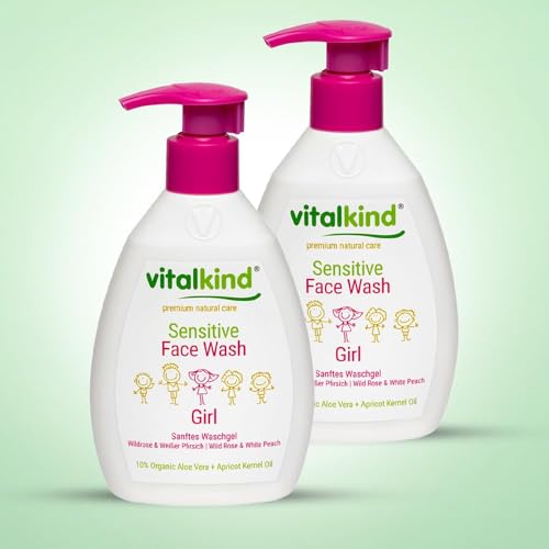vitalkind Sensitive Face Wash Girl - Premium Natural Care for Kids. Premium Natural Cosmetics for Girls by Vitalkind. Set- 2 x 200 ml