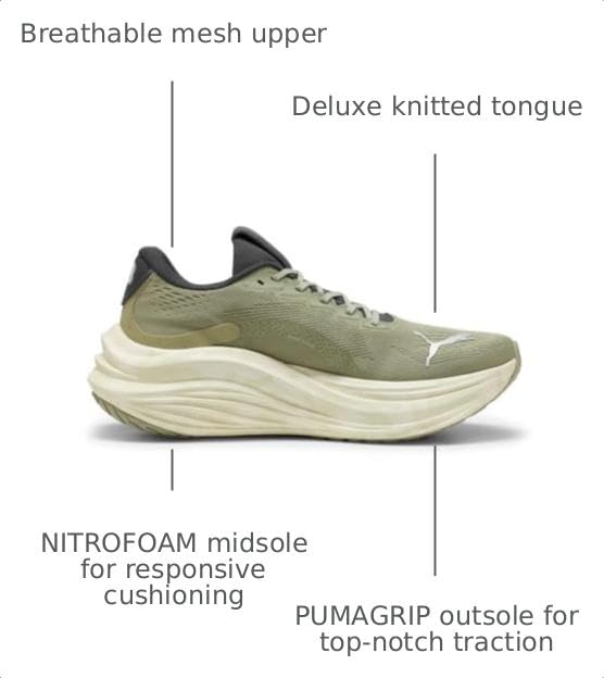 Image of PUMA Mens Magmax Nitro Terrains Running Sneakers Shoes - Green - Size 9 M