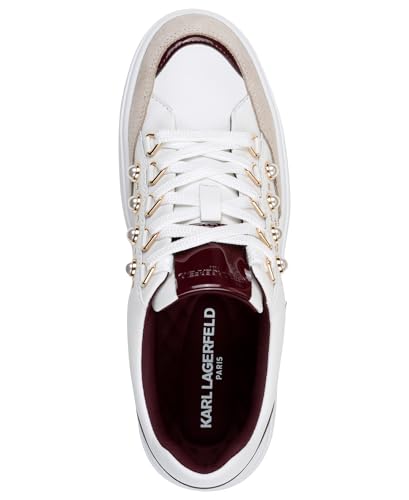 KARL LAGERFELD Women's Stazie Lace-up Sneaker with Pearl Embellishments3
