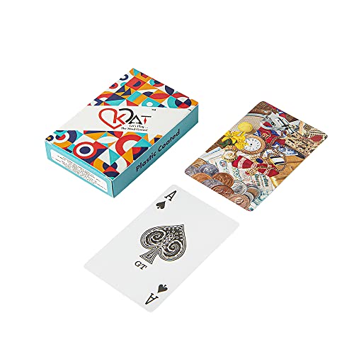 Image of KAT 3 Piece Playing Cards Plastic Coated Design B C D Multicolour Pack Premium Art Card Paper Deck for Bridge Rummy Poker Holi Diwali Taash Game Nights Party & Fun
