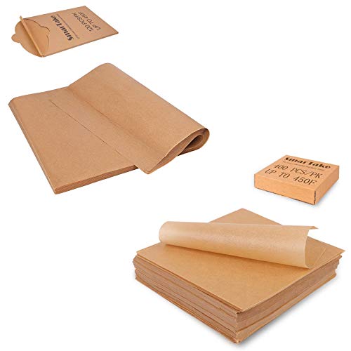 SMARTAKE 120 Pcs 12Ã16 Inches Parchment Paper with SMARTAKE 400 Pcs 4Ã4 Inches Parchment Paper Baking Sheets, for Baking Grilling Air Fryer Steaming Bread Cup Cake Cookie and More (Unbleached)