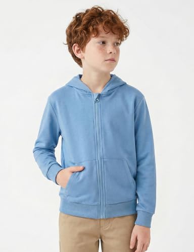 Image of Spring&Gege Boys Zip up Hoodie Soft Solid Classic Full Zip Hooded Sweatshirts for Kids (3-14 Years)