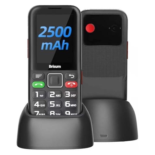 Brisum Version F22 Seniorenhandy ohne Vertrag | 2500 mAh Akku Lange Standby-Zeit |SIM mit Notruftaste | Rentner Handy Große Tasten| Großtastenhandy mit Ladestation | 2 4 Zoll Farbdisplay
