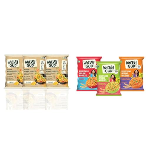Image of WickedGud Hakka Noodles, Pack of (200gm x 3) | Whole Wheat | Lentils | Oats | No Maida | No Oil + WickedGud Nourishing Instant Noodles Range (Single Packs) | No Maida | No Oil | No MSG | High