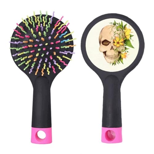 Brosse à cheveux démêlante à coussin d'air motif fleur et squelette pour salon de coiffure