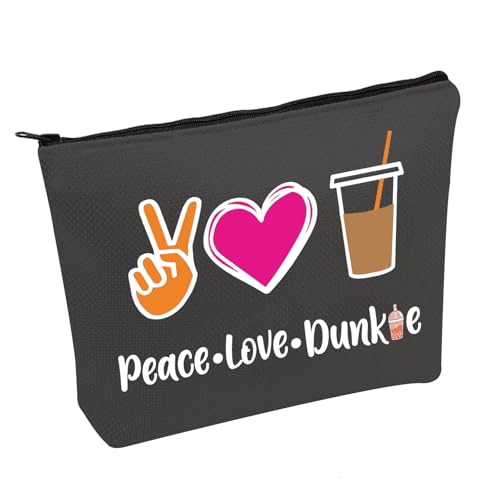 Peace Love Donut Junkie Make-up-Tasche mit Reißverschluss, Kaffee-Donuts-Geschenk, Kaffee-/Junkie-Kosmetiktasche, Peace Love Drink schwarz