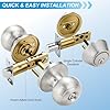 Plustool 4 Pack Exterior Door Lock Set, Satin Nickel Door Knob and Deadbolt Combo Set, Keyed Alike Entry Door Knobs with Lock&Keys, Round Ball Door Locksets with Deadbolt for Entrance and Front Door