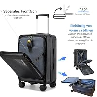 Reisekoffer Handgepäck 20" Erweiterbar Frontöffnung Laptopfach TSA Schwarz – Ansicht 5