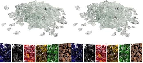 Image of Teamson Home 4 Kg Lava Rocks for Gas Fire Pit, Tempered Fire Glass, Safe for Outdoor Garden Gas Fire Pits, Clear (Pack of 2)