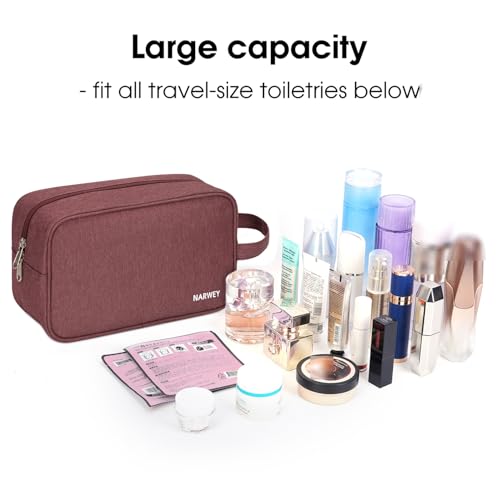 Image of Narwey Travel Toiletry Bag for Women Traveling Dopp Kit Travel Bag for Toiletries Cosmetic Bag Makeup Bag Medicine Bag for Traveling (Jujube Red)
