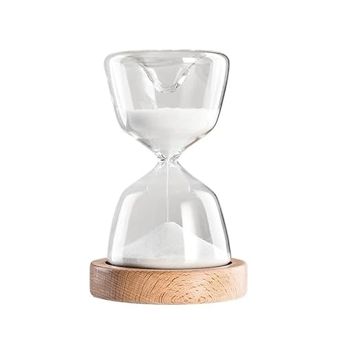 ZYDKDA Hourglass Sand Timer Luminous Remote Control Glass Hourglass 15 Minutes Time Timer Wood Bottom Night Light Sandglass Time Management Tool, Medium, Clear