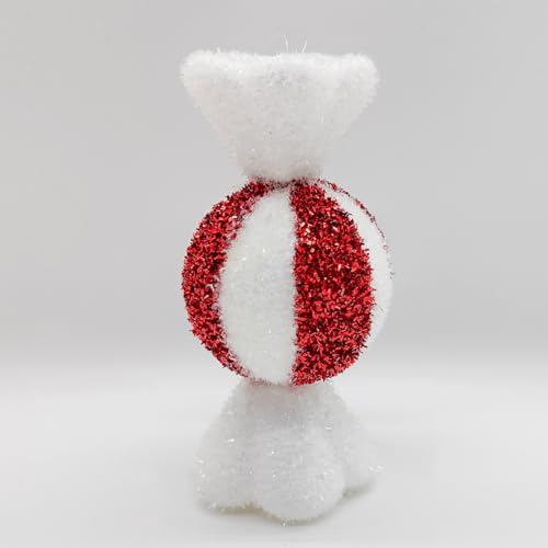 The Christmas Workshop Candy Cane Swirl Tinsel Decorations/Red and White Assorted Festive Christmas Tree Ornaments (1, Ball Sweet)