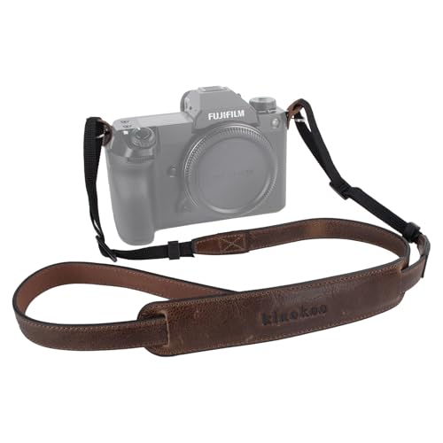 MUZIRI Ceinture en cuir véritable avec bandoulière réglable et anneaux triangulaires pour appareils photo numériques - Longueur 90 à 140 cm