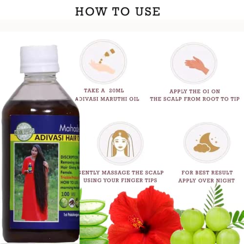 Image of Adivasi Herbal Hair oil for women and men Herbal Pure Adivasi Hair Growth /Hair Fall Control Oil, 100 ml, Pack of 3