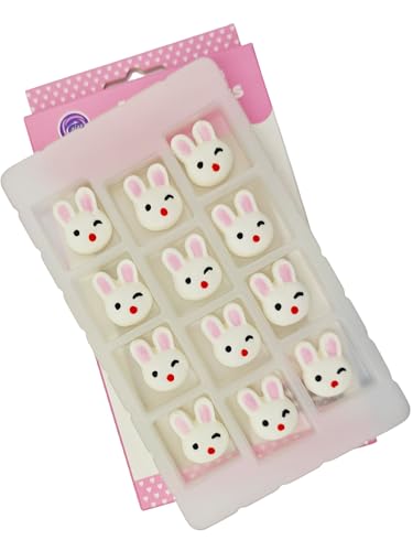 Edible 12 pcs Easter Themed Sugar Easter Rabbit cake decorations, Bunny cupcake toppers, perfect Icing Cookies decro for Cupcakes, Cake, Macaron and Cakecicles Decorating