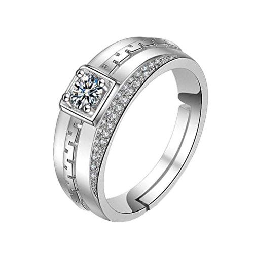 Preisvergleich Produktbild Ruikey Eleganter offener Ring, Schlichter quadratischer Kristall, verstellbare Ringe, Hochzeitsschmuck für Herren