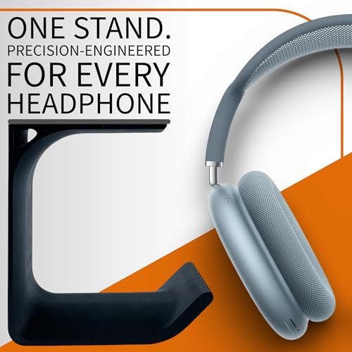 Image of SPROSO Headphone Stand Holder | Under Desk Hook & Cable Organizer | Stick-On Adhesive | Superior-Grade ABS | Includes Surface Cleaning Wipes for Easy Setup & Organization (Black, Pack of 4)