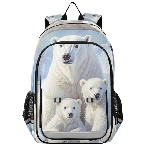 Polar Bear Winter Backpack Lightweight Bookbag Laptop Backpack College School Bag for Boys Girls