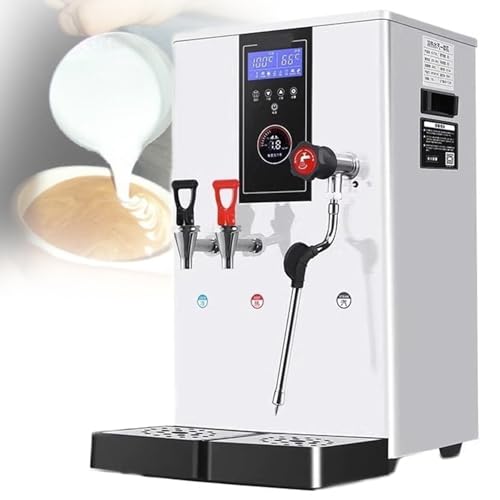 Espumador de leche comercial con sistema de caldera doble, alta potencia, gran capacidad, bandeja de goteo extraíble, boquilla giratoria para tiendas de café y bebidas