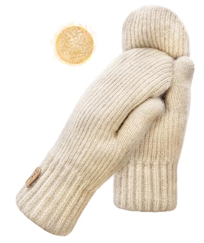 VelvetGlow Winter FäUstlinge FüR Frauen Warmes Fleece GemüTlich Stricken Dicke Thermische Wolle Schnee Handschuhe & FäUstlinge FüR Kaltes Wetter Geschenke