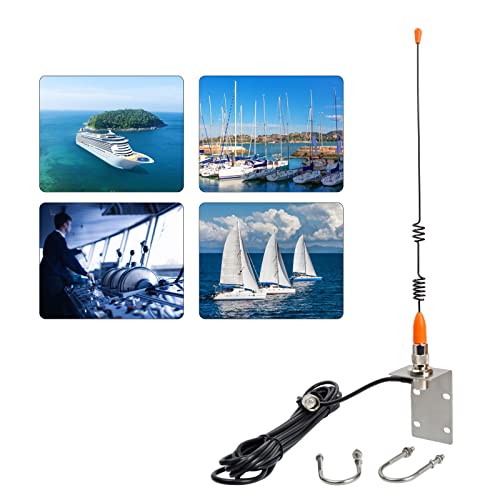 HYS UKW-Marine-Antenne, 156-163 MHz, Antenne mit Halterung, 5 m, RG58-Kabel, kompatibel mit VHF-Mobilfunkgeräten für Yacht Kreuzfahrt Schiff LKW Wohnmobil (Orange)
