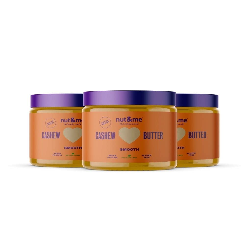 Crema de anacardos 900 gr nut&me | Hecho con anacardos tostados y aceite de almendra | Sin azúcares añadidos, sin gluten y sin aditivos | Sin aceite de palma | Pack 3 x 300 gr