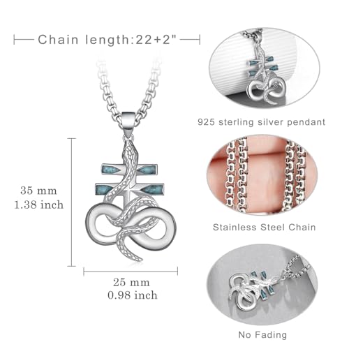 Satanic Necklace S925 Sterling Silver Leviathan Necklace Satanic Jewelry Gifts for Men Women4