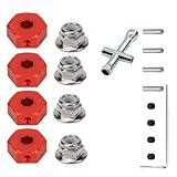 SDSLD 4X Upgraded Alloy 14mm Wheel Hex Hub Adaptor Kit with M4 Nuts for ARRMA Gorgon, Fury, Vorteks, Senton, Granite, Big Rock, Vendetta 3s Blx Mega Models Red