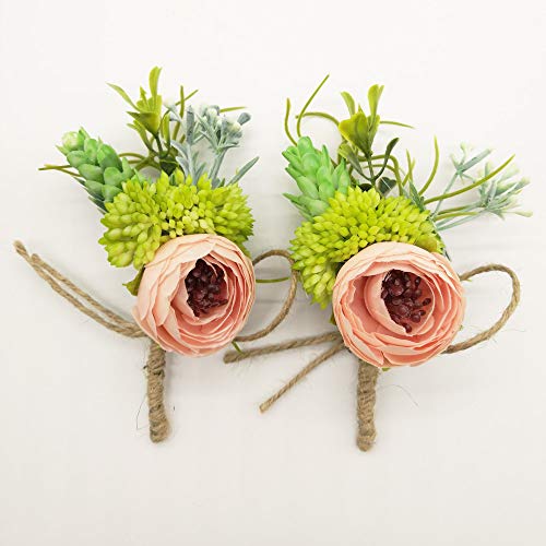 Yokoke Artificial Peony Silk Flower Boutonniere Bouquet Corsage Wristlet Vintage Fake Succulent Plants