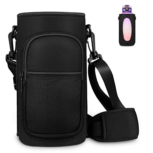 SITHON Trinkflaschenhalter, Tragbare Flaschenhalter Isolierte Neopren Trinkflaschenhalter Tasche 2000ml mit Verstellbarem Schultergurt für Wandern Laufen Reisen Schule Camping (nur Tasche)