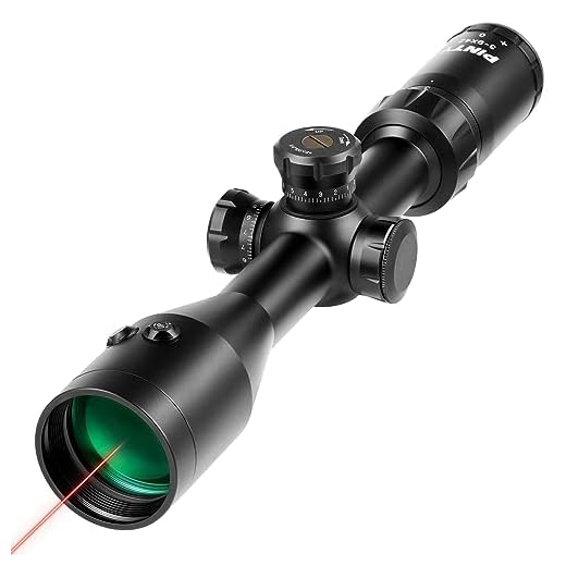 PINTY Rifle Scope, 3-9x42 Gun Scope with Built-in Red Laser, Mil Dot Tactical Hunting Scope with Laser and Reticle Adjustment & Multicoated Green Lens, Red Laser Hunting Sight Combo for Airsoft Gun