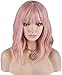 Produktbild YUNSI Kurze gelockte Perücke, charmanter Damen- Bob mit Pony, mit Perückenkappe für Damen, für Cosplay, Partys, Alltag (Pink)