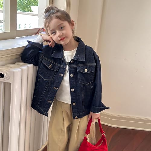 Denim Outerwear for Baby Girls Solid Windproof Long Sleeve Lapel Button Jacket Warm Casual Jackets with Pocket4
