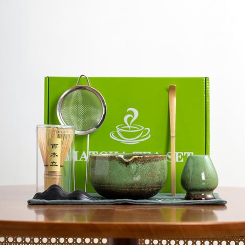 Ensemble de bol de matcha coffret cadeau céramique et bambou - 6