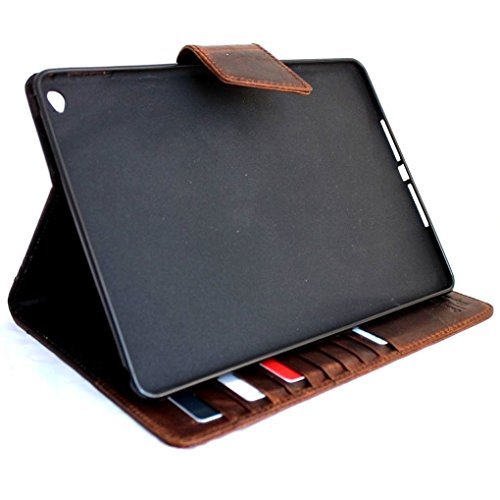 Genuine Real Leather Hard Case for Apple Ipad Air 2 Magnet Cover Handbag Stand Luxury Brown Credit Cards Slots daviscase
