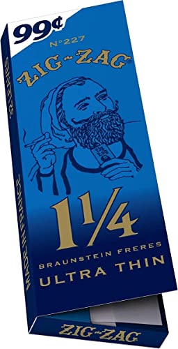 Zig-Zag Rolling Papers 1 1/4 Size Ultra Thin Pre Priced $.99 (24 Booklets Retailers Box) #TOP1