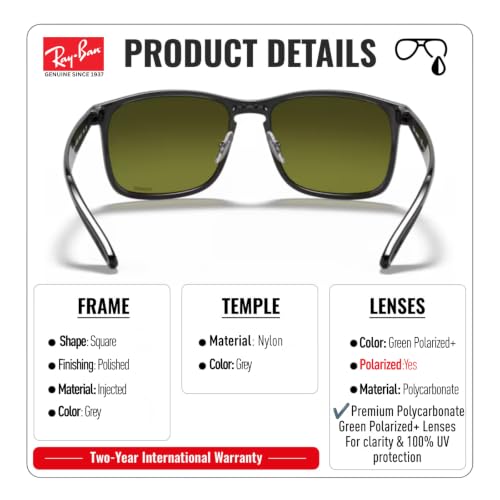 Image of Ray-Ban RB4264 CHROMANCE POLARIZED Square Shape Sunglasses for Men with Official Eyewear Kit