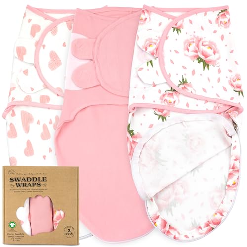 Image of Bublo Baby Organic Zipper Swaddle Sleep Sacks – 3-Pack Swaddles for Newborns 0-3 Months, Adjustable & Breathable Infant Sleep Sack, Easy Diaper Change Swaddling Blanket for Baby Girls & Boys