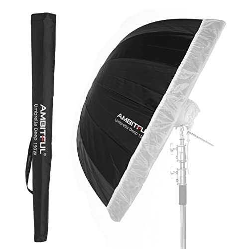 Parapluie parabolique argenté noir UB-130W AMBITFUL avec diffuseur