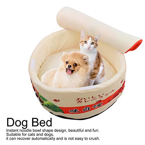 Macarrão Tigela Cama Pet, Tridimensional Copo Quente Noodles Udon Pet House com Tampa, Antiderrapant