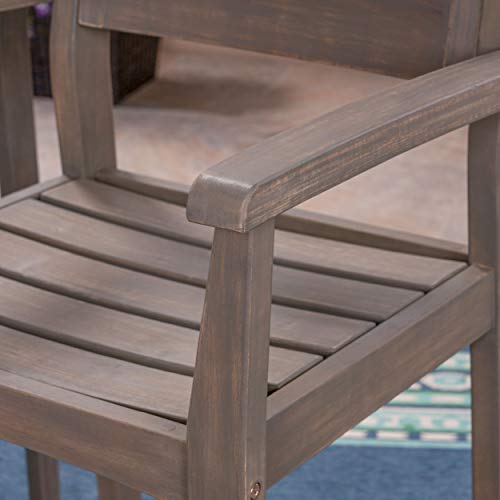 Christopher Knight Home Lera Outdoor Rustic Acacia Wood Barstool (Set Of 2), Gray Finish #TOP4